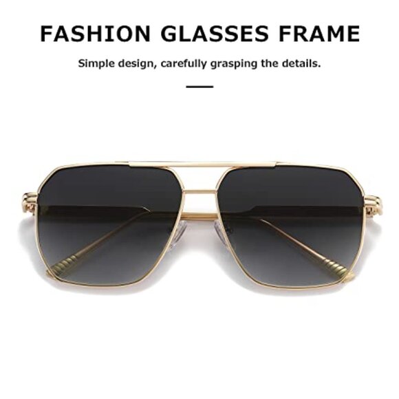 Oversized Retro Square Sunglasses Polarized Metal Frame Vintage Classic Unisex main image 5